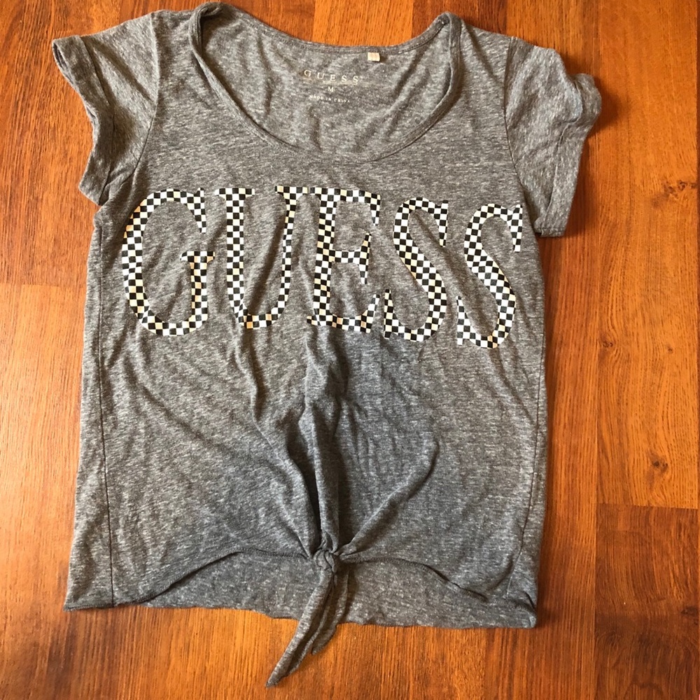 Guess Rolled Sleeve Tie Front Tee